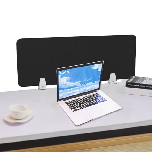 Desk Divider Panel for Students, 60 80 100 120 CM Clamp-on Table Top Privacy Shields/Pinnable Acoustic Partition Separator Shelves Blue Orange Yellow Black Grey(B,Width 60cm/23.6inch) - color: B, size: Width 60cm/23.6inch