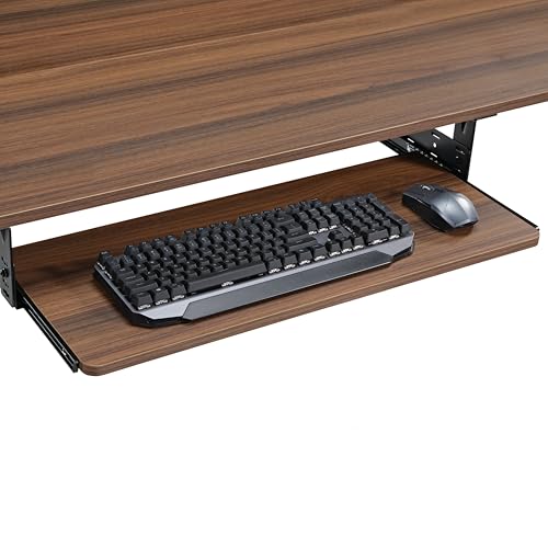 EUREKA ERGONOMIC Adjustable Keyboard Tray Under Desk, 28x11 Inch Large Slide Out Keyboard & Mouse Platform Tray, Wooden Pull Out Computer Keyboard Drawer for Typing Home Office Desk, Walnut - color: Walnut, size: 28inches