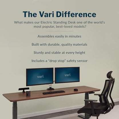 Vari Classic Electric Standing Desk – 72x30 – Walnut/Slate - color: Walnut Top / Slate Legs, size: 72 in x 30 in