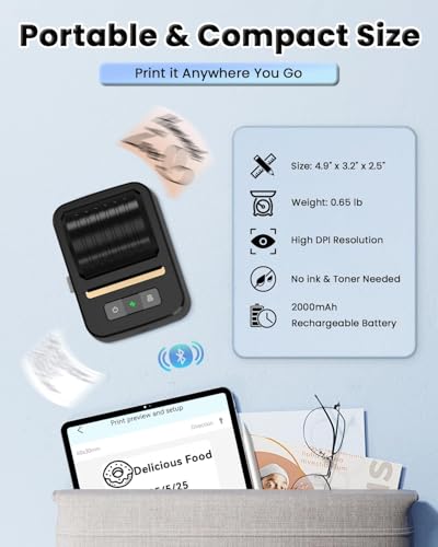 Label Maker Machine with Tape, Bluetooth 2 Inch Thermal Label Printer