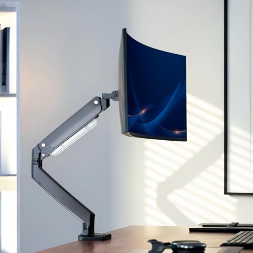 VIVO Premium Aluminum Monitor Arm for Ultrawide Screens up to 49 inches and 33 lbs, Heavy Duty Single Desk Mount, Pneumatic Height, Max VESA 100x100, Black, STAND-V101G1 - size: Standard, style: Non-USB