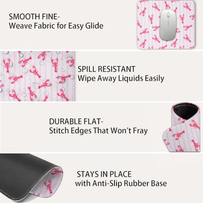 Mouse Pad for Desk with Stitched Edge, Premium Cute Washable Mouse Pads. Computer Mousepad with Non-Slip Rubber Base, Mousepads for Laptop, 9.25x7.75x0.12 inch (Crayfish Waves) - color: Crayfish Waves