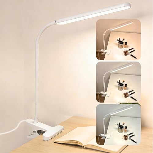 Clip on LED Light for Easel Painting & Nail Tech, White | 3 Color Modes,10 Brightness Levels,USB Powered,Clamp Lamp for reading,Artists, Manicurist and Desk - color: White
