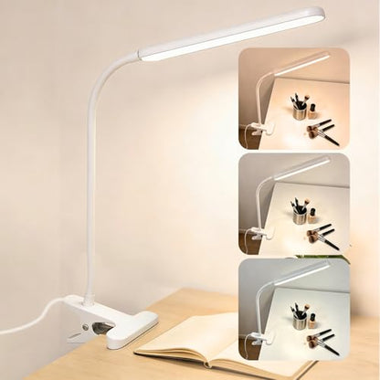 Clip on LED Light for Easel Painting & Nail Tech, White | 3 Color Modes,10 Brightness Levels,USB Powered,Clamp Lamp for reading,Artists, Manicurist and Desk - color: White