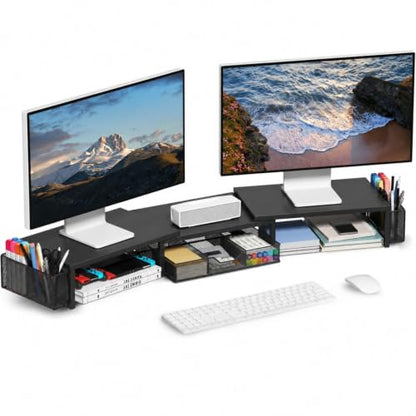 OPNICE Desk Organizers and Accessories, Dual Monitor Stand Riser - color: Matte Black