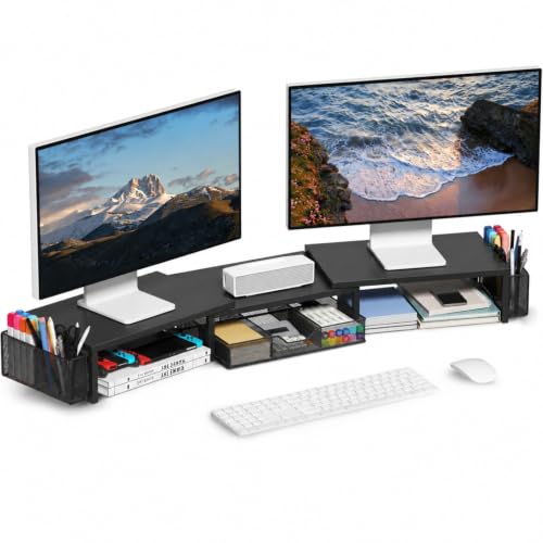 OPNICE Desk Organizers and Accessories, Dual Monitor Stand Riser - color: Matte Black