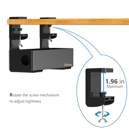 Under Desk Cable Management Tray with 6 AC Power Outlet and Clamp Mount, No Drill Cord Storage Organizers for Wire Management, Standing Desk, Computer Cord Rack for Office & Home (Black)