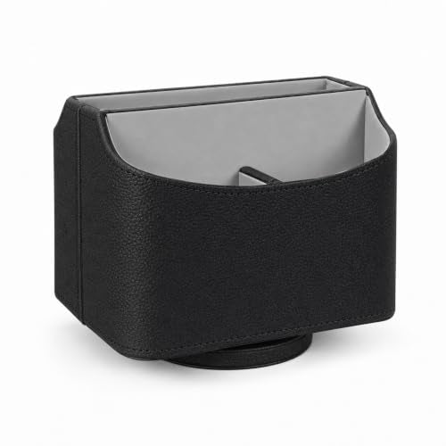 UnionBasic Rotating Desk Organizer, 360 Desk Spinning Caddy, Desktop TV Guide/Mail/Media/Remote Controller Holder Organizer,Fishskin Black - color: Fishskin Black