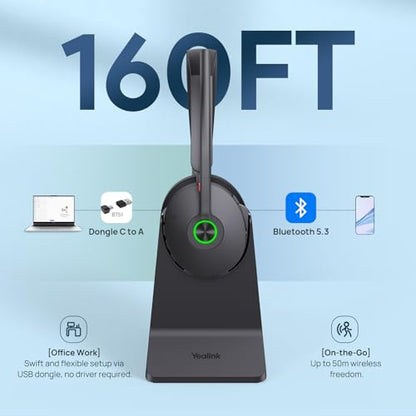 Yealink BH74 Bluetooth Headset with Mic for Work,Hybrid ANC,Teams Certified - color: BH74 Teams(new), style: BH74(Headset only)