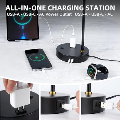 Modern Desk Lamp with USB & AC Outlet,270° Swivel (Bulb Not Included) - style: Modern 2