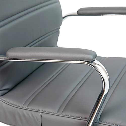 Flash Furniture Mid-Back LeatherSoft Executive Office Chair, Gray/Chrome - color: Gray/Chrome Frame