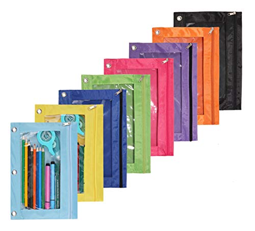 Zippered Binder Fabric Pencil Pouch - color: Multicolor