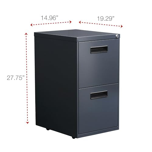 Alera PA54-2820CH Two-Drawer Metal Pedestal File 16w x 19-1/2d x 28-1/2h Charcoal, Charcoal
