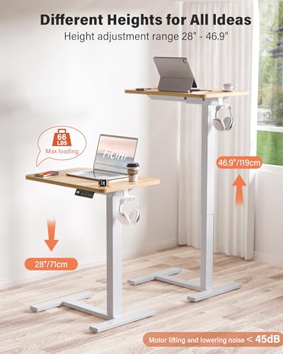 FiCiHi 24"x 16" Electric Standing Desk, Mobile Sit Stand Up Desk, Maple - color: Maple, size: 24" x 16"