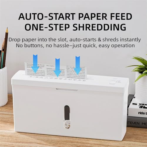 Slim Small Shredders for Home Use, Personal Paper Shredder Compact for Desk, P-5 High-Security Micro-Cut Slim Desktop Shredder, Quiet & Jam Proof, 2-A4-Sheet, Overheat Protection