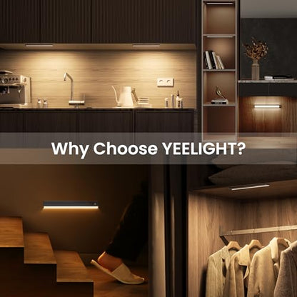 YEELIGHT Under Cabinet Lighting, 1 Pack All-Metal Motion Sensor Light, 66 LED Rechargeable Under Cabinet Light for Kitchen, Ultra Thin, Stepless Dimming, 4000K, USB-C Magnetic Closet Light