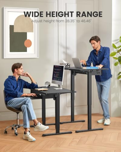 ErGear Electric Standing Desk with Full Size Keyboard Tray, Adjustable Height Sit Stand Up Desk, Home Office Desk Computer Workstation, 48x24 Inches, Black - color: Black, size: 48" X 24"