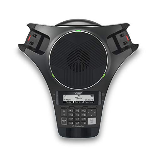 VTech VCS712 ErisStation DECT 6.0 Wireless Conference Phone with 2 Wireless Mics, Full-Duplex Speakerphone, Orbitlink Technology, 150ft Range, Black - size: 2 microphones, style: Removable Base