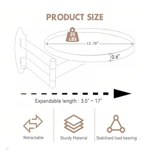 13.78 Inch Retractable Wall-Mounted Folding Table RV Folding Table - size: Large