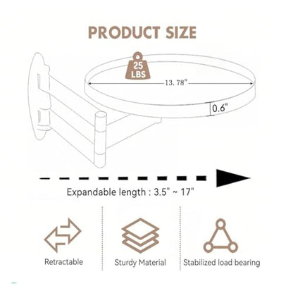 13.78 Inch Retractable Wall-Mounted Folding Table RV Folding Table - size: Large