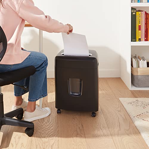 Amazon Basics 12 Sheet High Security Micro Cut Paper, Credit Card and CD Shredder with 6 Gallon Easy Emptying Bin, Casters, Black - size: 12 Sheet