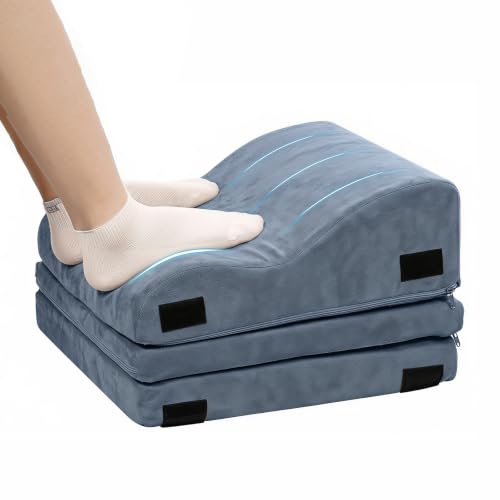 Foot Rest for Under Desk, Ergonomic 3-in-1 Height Adjustable, Non-Slip Base & Washable Cover for Office/Gaming, Blue - color: Blue