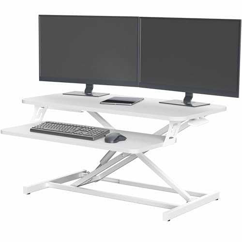 VIVO 32 in Standing Desk Riser, Height Adjustable Workstation - color: White, size: 32"