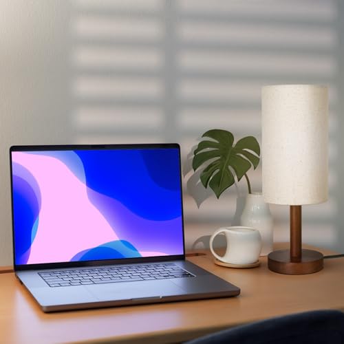 LALISU Small Table Lamp，Nightstand Lamp Wood Base Bedside Lamp Plug in - color: Black-Walnut Wood
