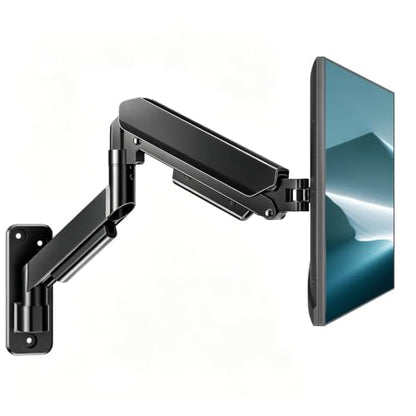 AX WABER Single Monitor Wall Mount for 17 to 32 inch Flat/Curved Computer Screens,Full Motion Adjustable Mechanical Spring Monitor Wall Arm Holds Up to 22lbs,VESA Wall Mount 75x75/100x100, Black - size: Single monitor wall mount