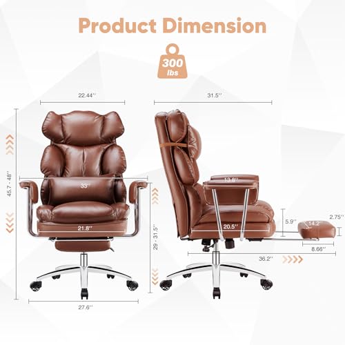 Sweetcrispy Executive Home Office Chair, Ergonomic Desk Chair - color: Brown