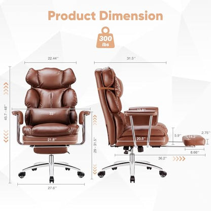 Sweetcrispy Executive Home Office Chair, Ergonomic Desk Chair - color: Brown