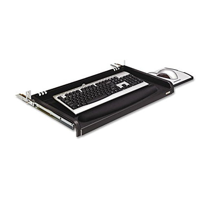 3M Adjustable Under-Desk Keyboard Drawer, Three Height Settings, Wide Tray with Gel Wrist Rest Accomodates Most Keyboards, Slide Out Mouse Platform with Precise Mouse Pad, Black (KD45), 4" x 60 ft