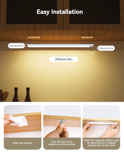 8 Inch Under Cabinet Lighting Rechargeable with Charge Station, 3Pack