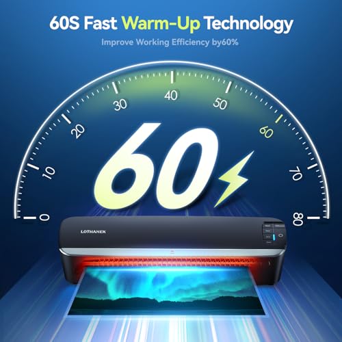 13 inch 4-Roller Commercial Laminator Machine, 3-10 Mil 60-Second Warm-up | LOTHANEK A3 Heavy Duty Laminating Machine with 50 Sheets, Thermal Machine for Home, School Office Teacher Use