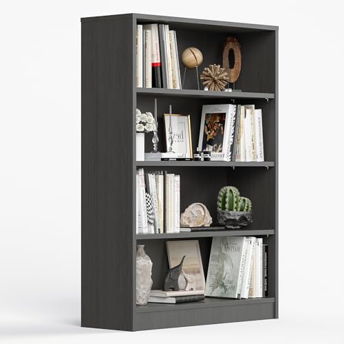Farini 48 Inch Tall Bookcase,4 Shelf Bookshelves,Adjustable Bookshelf for Home Office,Grey - color: Grey, size: 4 shelf