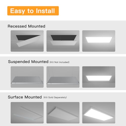 2x4 LED Flat Panel Light,Selectable 5CCT,0-10V Dimmable,9360LM,2Pack - size: 2x4FT-2pack