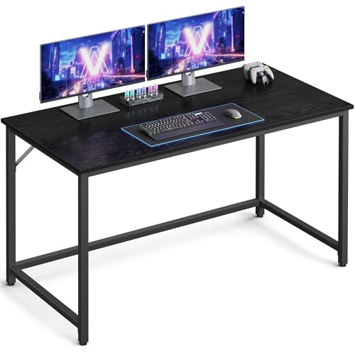 VASAGLE Computer Desk, Office Work Desk, 47.2 x 23.6 x 29.9 Inches, for Study, Bedroom, Home Office, Living Room, Ebony Black and Ink Black ULWD039B56 - color: Ebony Black + Ink Black, size: 47.2"W