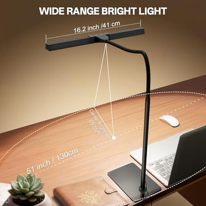 Kary 12W LED Desk Lamp for Home Office, Flexible Gooseneck Task Light Tall | Eye-Caring, Touch Control, 5 Dimmable Color & Brightness, Metal Base, 45 Min Timer, Memory Function, USB Adapter - color: Base-Black(1)
