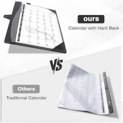 Ospelelf Leather Desk Calendar 2026-2027 with Storage Pocket Protective Cover Large 12"x17" Monthly Planner Pad 18 Months January 2026 - June 2027 Black - color: Black Gray, size: 12" X 17" (Jan.2026 - June.2027)