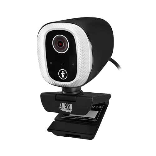 Adesso Motion Tracking 1080P Webcam, AI Auto Tracking | Noise Cancellation Mic Web Camera for PC, Streaming, Meeting, etc.