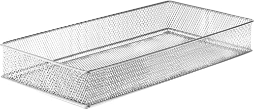 Ybm Home Silver Mesh Drawer Cabinet and or Shelf Organizer Bins, School Supply Holder Office Desktop Organizer Basket 1591s (1, 6x12x2 Inch) - size: 6x12x2 Inch