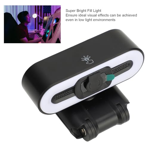 XUMIUZIY 4K Webcam for PC, USB PC Camera with Built in Microphone, Super Bright Fill Light, Auto Beauty, 4K 30FPS Computer Web Camera for Streaming