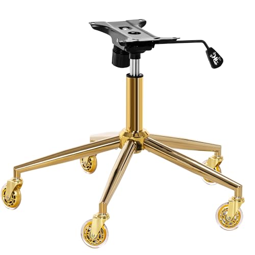 Frassie Metal Chair Base Replacement Gold Set with Plate, Cylinder, Wheels