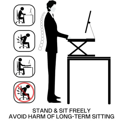 Standing Desk Converter 37 Inch – Height Adjustable Desk Riser with GasSpring Lift, Duals Screen Converter and Laptop Workstation, Sit Stand Ergonomic Riser with Wide Keyboard Tray for Offices (Wood) - color: Natural Wood