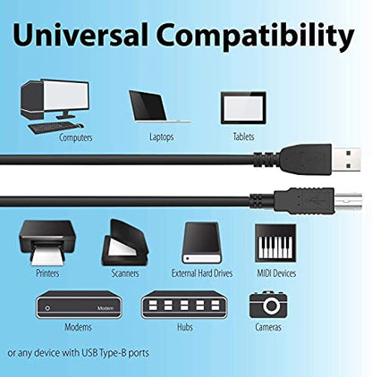 Marg USB 2.0 PC Data Cable Cord for Avision AV620N AV620C2+ Avision AV200 Series AV220G FF-0609H AV220D2+ FF-0901H AV220C2+ FF-0705H AV280 FL-1207H Desktop Document Receipt Sheetfed Scanner