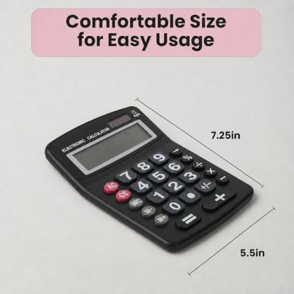 Lily's Home Jumbo 12-Digit Desktop Calculator Set of 2 (Black & Pink), Solar/Battery Dual Power, Large Tilted LCD Display, Big Button Design, Quiet Operation, for Office, School, Business & Home Use - color: Black&Pink