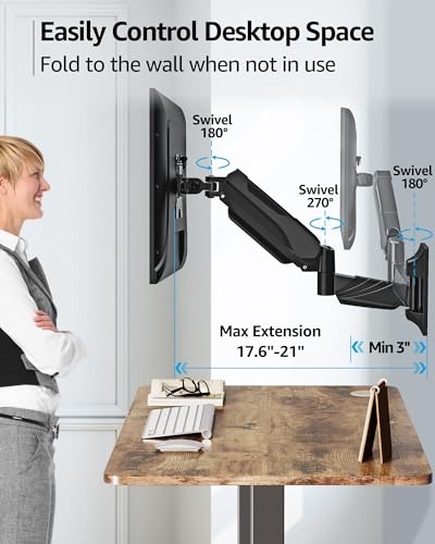 MOUNTUP Monitor Wall Mount for 17-32 Inch Computer Screen, Wall Mounted Arm Support 4.4-17.6lbs Display, Computer Monitor Arm, VESA Bracket for VESA 75x75mm and 100x100mm, Black - size: 17-32 inch