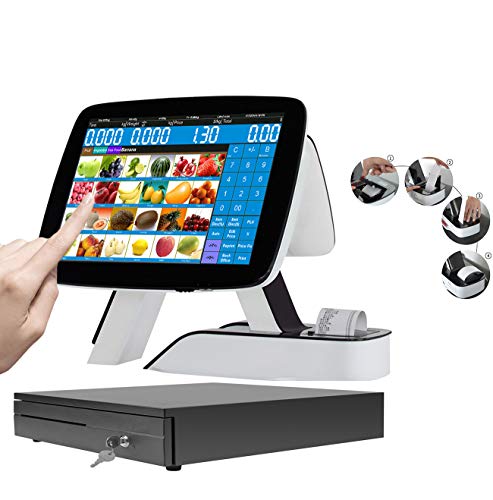 Smart Touch POS System Built-in Thermal Printer Cash Register with Software for Retail or Restaurant Optional+Cash Drawer - color: SET03
