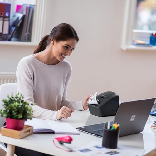 Brother QL-600 Desktop Monochrome Label Printer, up to 2.4" Label Width, No Ink Required, uses Genuine DK Drop-in Rolls for Fast Labeling and Easy Integration with Microsoft Applications - size: 2.4" Label Width