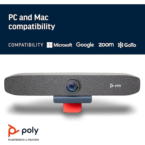 Poly Studio P15 Personal Video Bar (Plantronics + Polycom) - 4K Video Quality - Camera, Microphones & Speaker Solution with Premium Audio & Video - Certified for Zoom and Teams - style: Poly Studio P15 4K HD Webcam